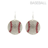 Suede Crystal Baseball Earrings (1.5x2.5in)