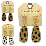 Teardrop Animal Print Dangle Earrings - Cheetah, Jaguar Print, 3 Colors (0.75x2.25in)