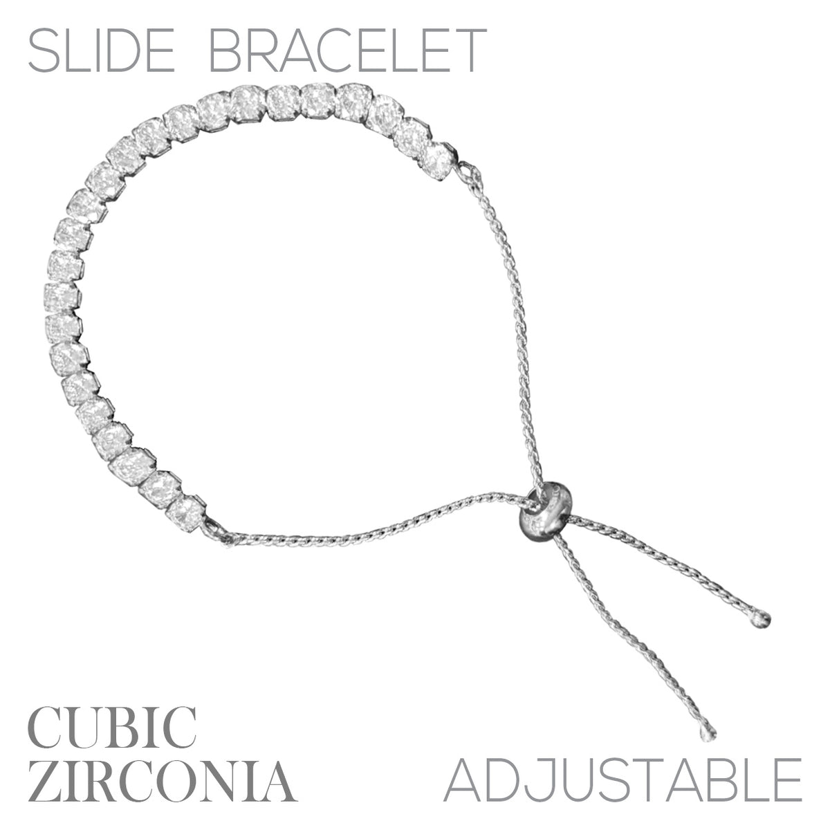 Cubic Zirconia Round Slider Tennis Bracelet in Silver or