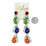 3 Tiered Ghost Boo Seed Bead Earrings in 2 Colors - Beaded, Halloween (1x4in)