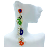 3 Tiered Ghost Boo Seed Bead Earrings in 2 Colors - Beaded, Halloween (1x4in)