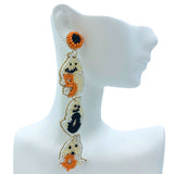 3 Tiered Ghost Boo Seed Bead Earrings in 2 Colors - Beaded, Halloween (1x4in)