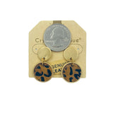 18mm Round Hair on Hide Leather Leopard Print Drop Earrings (0.70x1.20in)