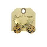 18mm Round Hair on Hide Leather Leopard Print Drop Earrings (0.70x1.20in)