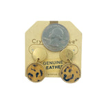 18mm Round Hair on Hide Leather Leopard Print Drop Earrings (0.70x1.20in)