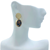 18mm Round Hair on Hide Leather Leopard Print Drop Earrings (0.70x1.20in)