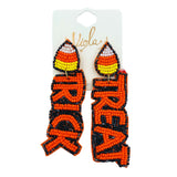 Candy Corn Trick or Treat Seed Bead Earrings - Beaded, Halloween (1x3in)