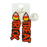 Candy Corn Trick or Treat Seed Bead Earrings - Beaded, Halloween (1x3in)