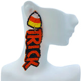 Candy Corn Trick or Treat Seed Bead Earrings - Beaded, Halloween (1x3in)