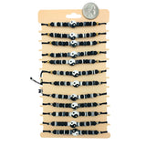 Yin Yang Beaded Drawstring Friendship Bracelets - Bulk 12 pcs (IBR-2416)