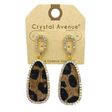 Teardrop Animal Print Dangle Earrings - Cheetah, Jaguar Print, 3 Colors (0.75x2.25in)