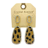 Teardrop Animal Print Dangle Earrings - Cheetah, Jaguar Print, 3 Colors (0.75x2.25in)