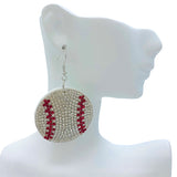 Suede Crystal Baseball Earrings (1.5x2.5in)