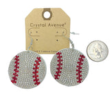 Suede Crystal Baseball Earrings (1.5x2.5in)
