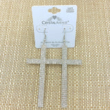 XL Rhinestone Cross Dangle Earrings in 3 Colors (1.57x2.75in)
