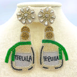 Tequila Bottle Seed Bead Earrings