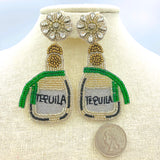 Tequila Bottle Seed Bead Earrings