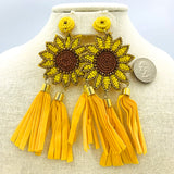 Sunflower Seed Bead Tassel Earrings