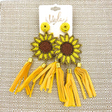 Sunflower Seed Bead Tassel Earrings