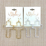Hammered Open Cross Earrings - Available in Silver or Gold
