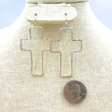 Hammered Open Cross Earrings - Available in Silver or Gold