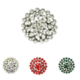 Round Crystal Floral Bunch Brooch (1.75x1.75in)