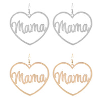Mama Heart Earrings in Silver or Gold (2.1x2in)