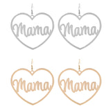 Mama Heart Earrings in Silver or Gold (2.1x2in)
