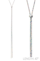 Rhinestone Slider Necklace - Available 3 Colors (47 Inches Long, 2mm Wide)