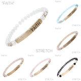 Faith Bar 6mm Glass Beaded Stretch Bracelet - 6 Colors