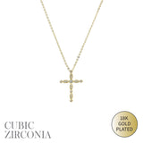 Cubic Zirconia Cross Necklace in Silver or Gold (17463CR)(16+3in)