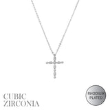Cubic Zirconia Cross Necklace in Silver or Gold (17463CR)(16+3in)