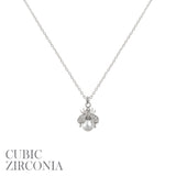 Cubic Zirconia Pearl Cute Bee Pendant Necklace Rhodium or Gold Plated (16+3in)