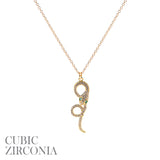 Cubic Zirconia Spiral Snake Necklace Rhodium or Gold Plated (18+2in)(0.4x1.25in)
