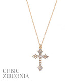 Cubic Zirconia Cross Pendant Necklace (18200CR)(18+2in)
