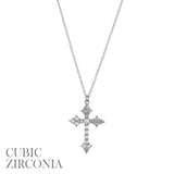 Cubic Zirconia Cross Pendant Necklace (18200CR)(18+2in)