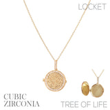 Cubic Zirconia Tree of Life Locket Necklace (16+3in)