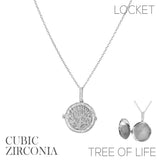Cubic Zirconia Tree of Life Locket Necklace (16+3in)