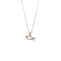 Jesus Fish Necklace in Silver or Gold Tone (0.6x0.2inin)(16+3in)