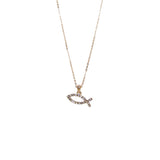 Jesus Fish Necklace in Silver or Gold Tone (0.6x0.2inin)(16+3in)