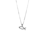 Jesus Fish Necklace in Silver or Gold Tone (0.6x0.2inin)(16+3in)