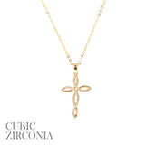 Cubic Zirconia Cross Marquise Necklace (16+2in)