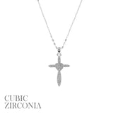 Cubic Zirconia Heart Cross Necklace (16+2in)