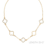 Gold Plated Clover Outline Station Necklace (15+3in)