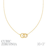 Cubic Zirconia Interlocking Circle Necklace (16+3in)
