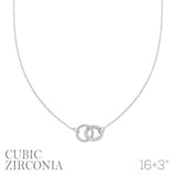 Cubic Zirconia Interlocking Circle Necklace (16+3in)