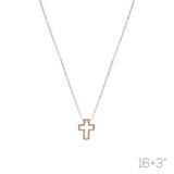 Crystal Cross Outline Necklace (16+3in)