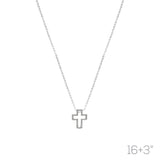 Crystal Cross Outline Necklace (16+3in)