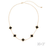 Gold Plated 12mm Clover Station Necklace (16+3in)