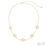 Gold Plated 12mm Clover Station Necklace (16+3in)